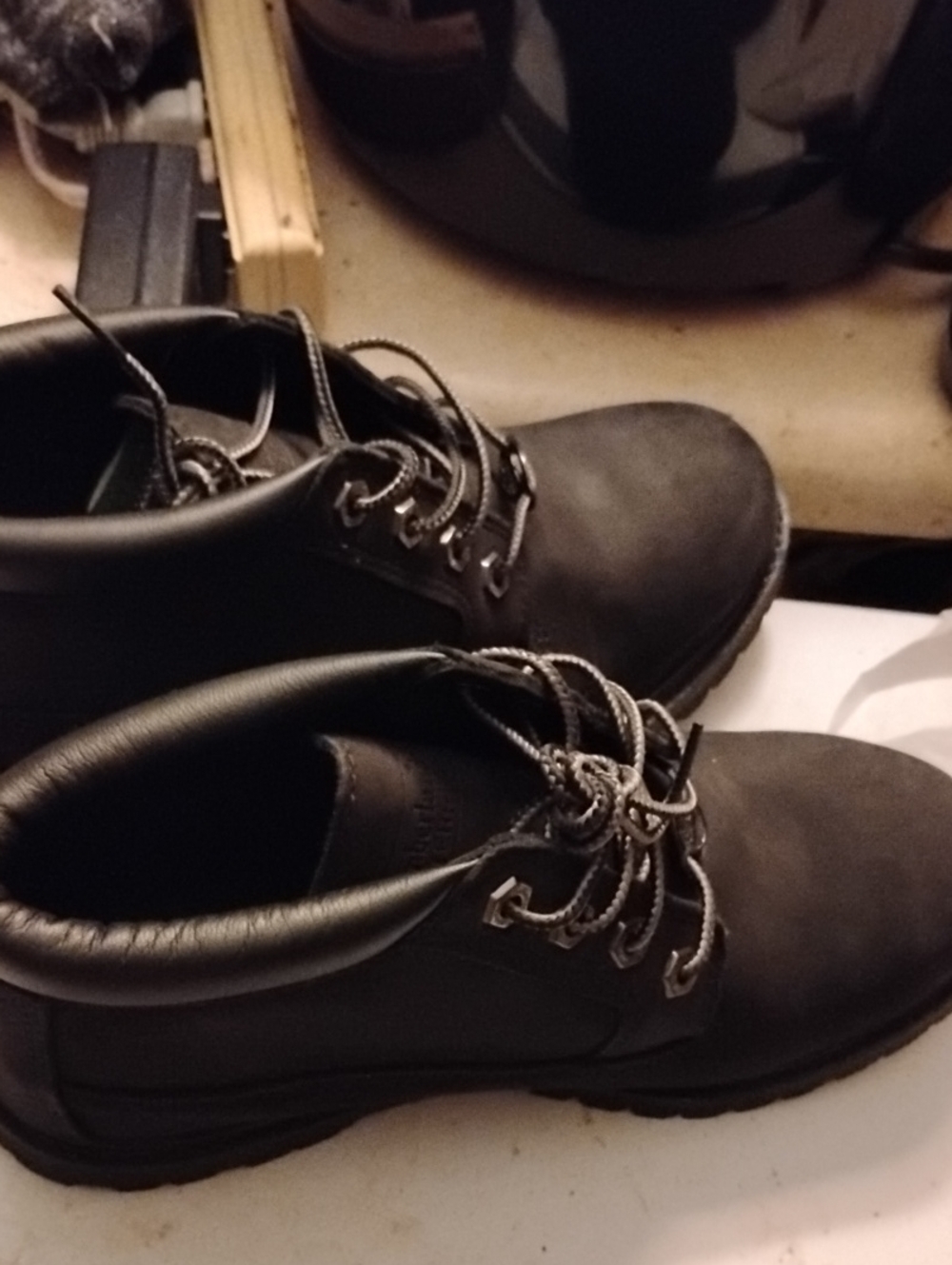 Women's Black Suede Lace-Up Work Boots
